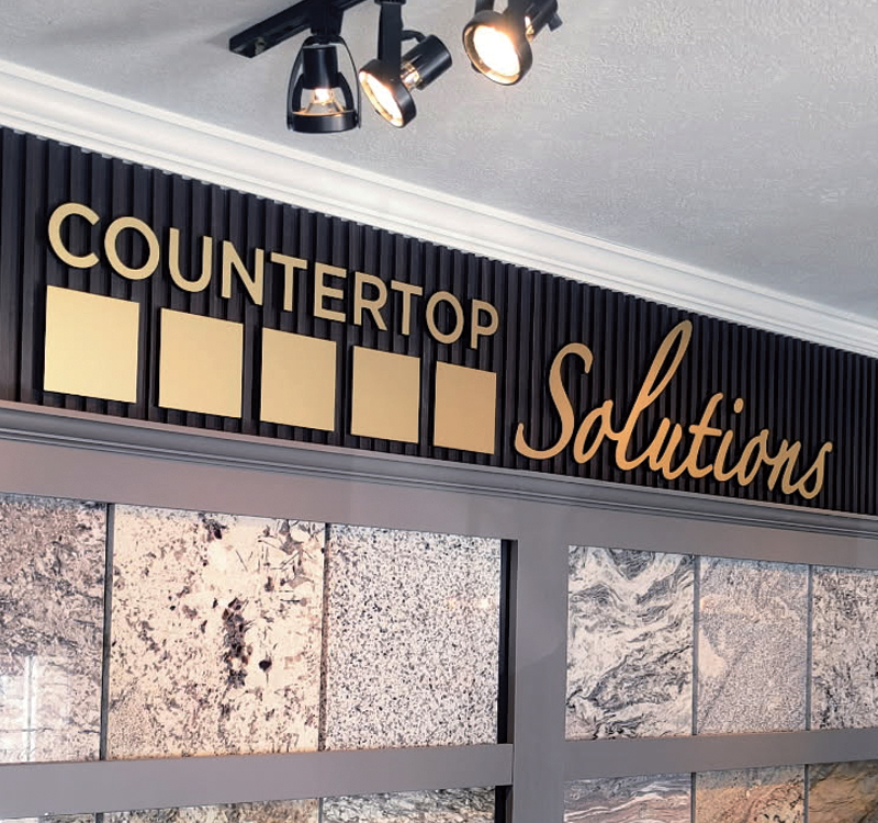 Countertop Solutions Brushed Metal Showroom Letters